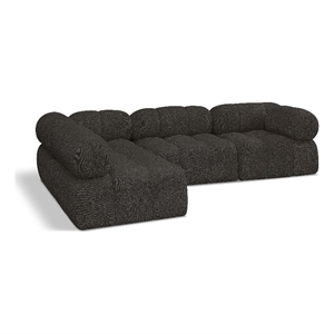 Maklaine Contemporary Rich Brown Boucle Fabric Modular Sectional