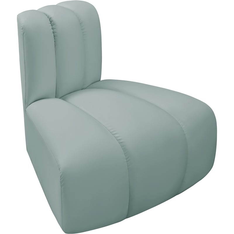 Maklaine Contemporary Mint Green Vegan Leather Reverse Corner