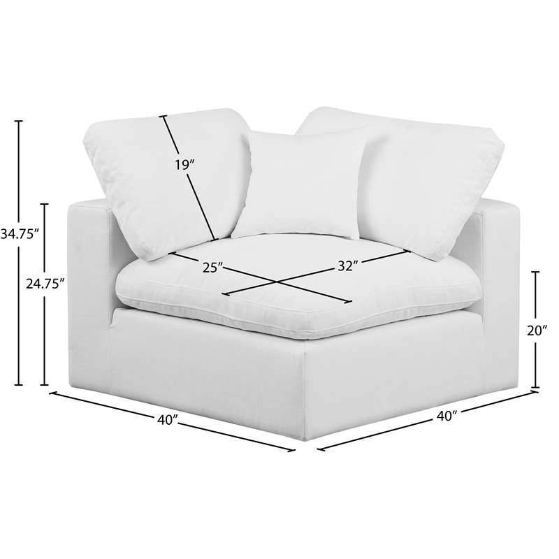 Maklaine Contemporary White Linen Textured Fabric Corner Chair
