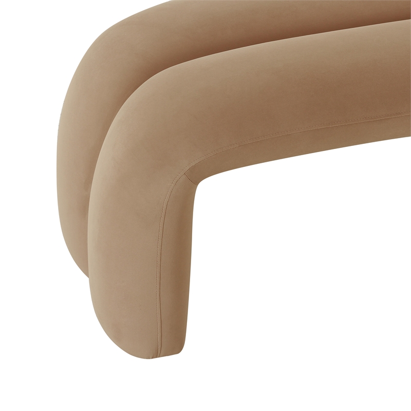 Maklaine Velvet Taupe Bench Rectangular 56
