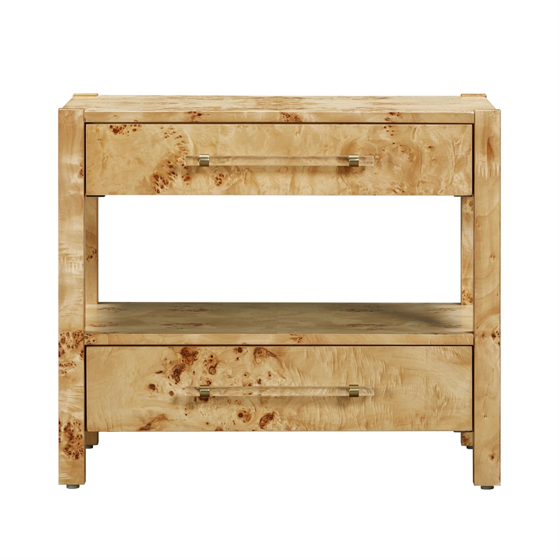 Maklaine Engineered Wood Natural Brown Nightstand Rectangular Unassembled