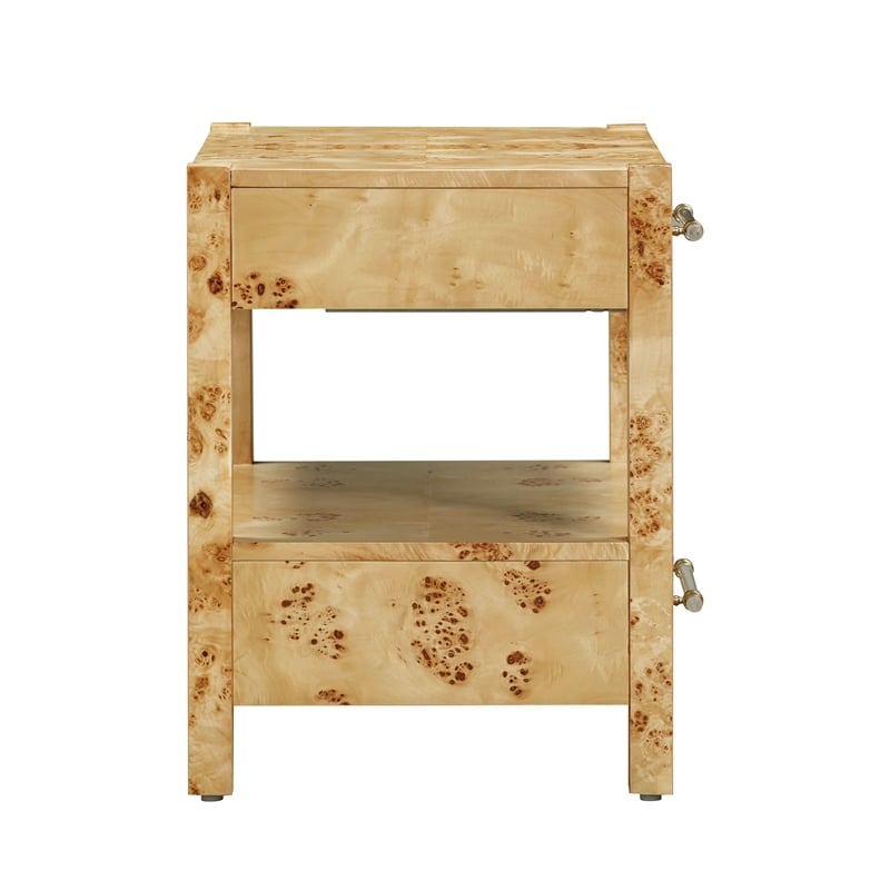Maklaine Engineered Wood Natural Brown Nightstand Rectangular Unassembled