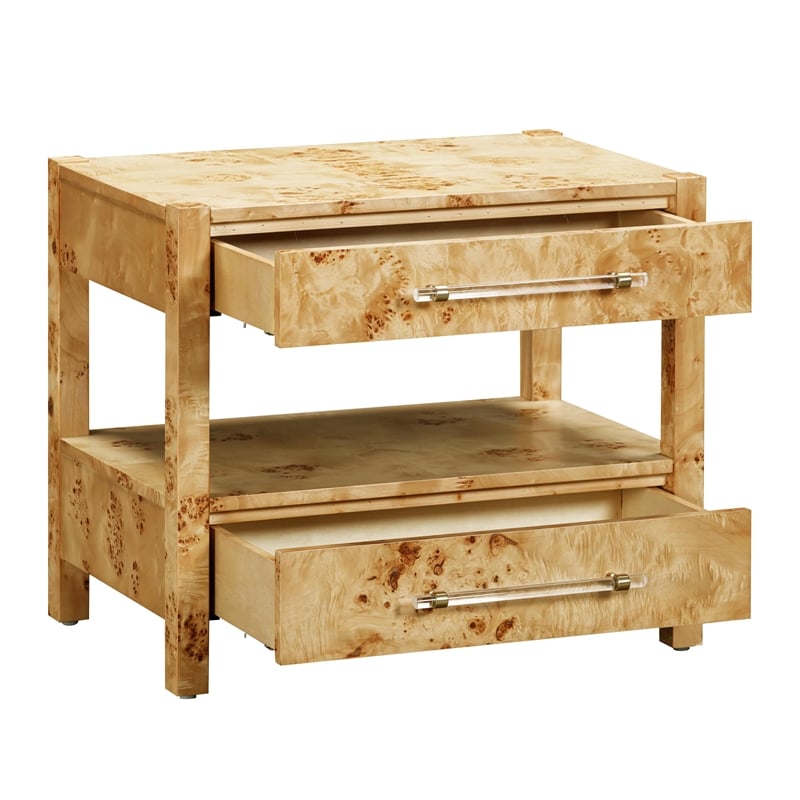Maklaine Engineered Wood Natural Brown Nightstand Rectangular Unassembled