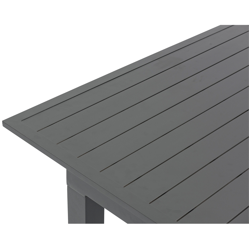 Maklaine Outdoor Dark Gray Aluminum Patio Extendable Dining Table
