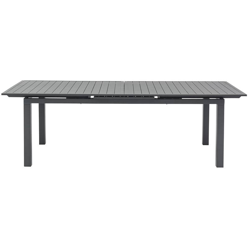 Maklaine Outdoor Dark Gray Aluminum Patio Extendable Dining Table