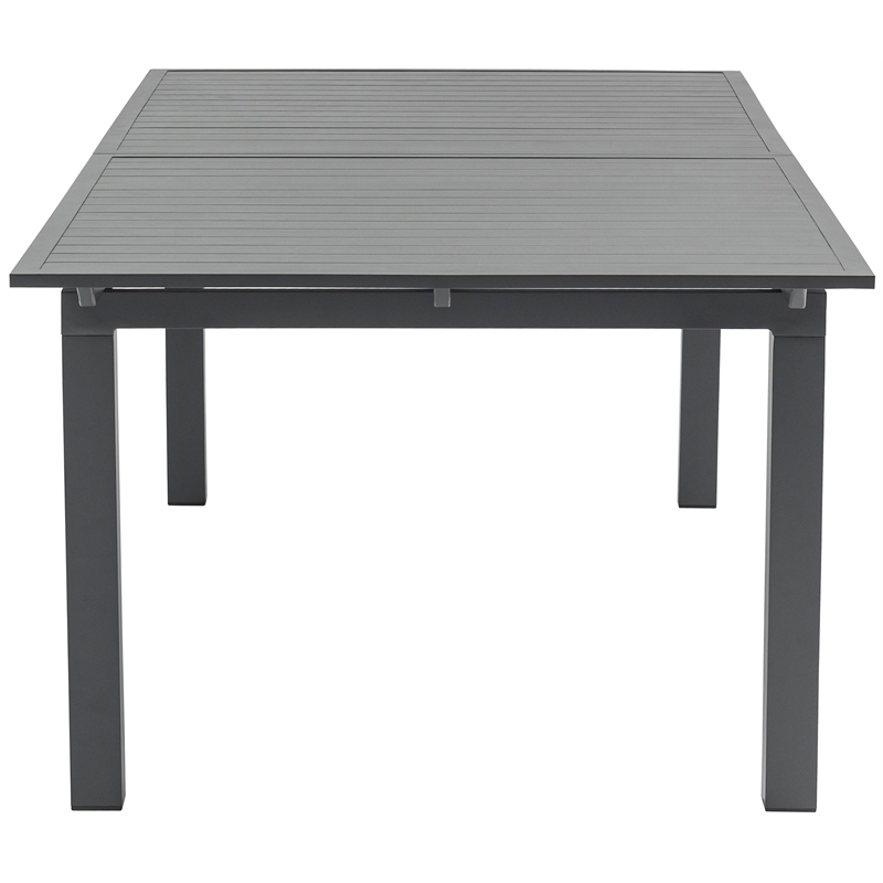 Maklaine Outdoor Dark Gray Aluminum Patio Extendable Dining Table