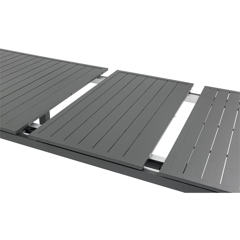 Maklaine Outdoor Dark Gray Aluminum Patio Extendable Dining Table