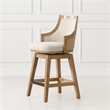 Maklaine Cane Rattan Swivel Counter Stool with Recessed Arms Taupe Beige