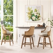Maklaine Cane Rattan Swivel Counter Stool with Recessed Arms Taupe Beige