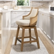 Maklaine Cane Rattan Swivel Counter Stool with Recessed Arms Taupe Beige