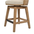 Maklaine Cane Rattan Swivel Counter Stool with Recessed Arms Taupe Beige