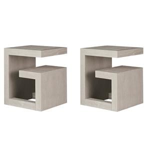 Maklaine Set of 2 Contemporary Reversible Nightstand in Quartz