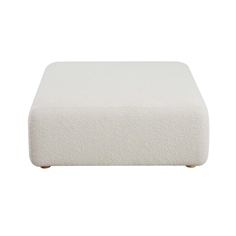 Maklaine Modern Handmade Cream Boucle Fabric Upholstered Ottoman