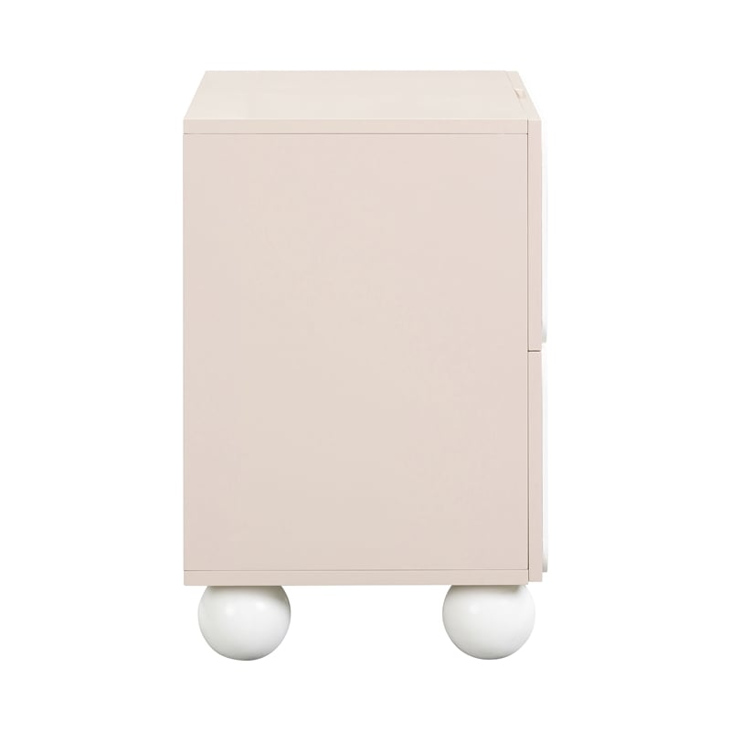Maklaine Transitional Solid Wood 2-Drawers Motif Taupe Nightstand