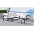 Maklaine Contemporary White Outdoor Fabric Patio Modular Sectional
