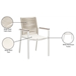 Maklaine Contemporary Cream Rope Fabric Outdoor Patio Dining Arm Chair