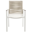Maklaine Contemporary Cream Rope Fabric Outdoor Patio Dining Arm Chair