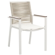 Maklaine Contemporary Cream Rope Fabric Outdoor Patio Dining Arm Chair