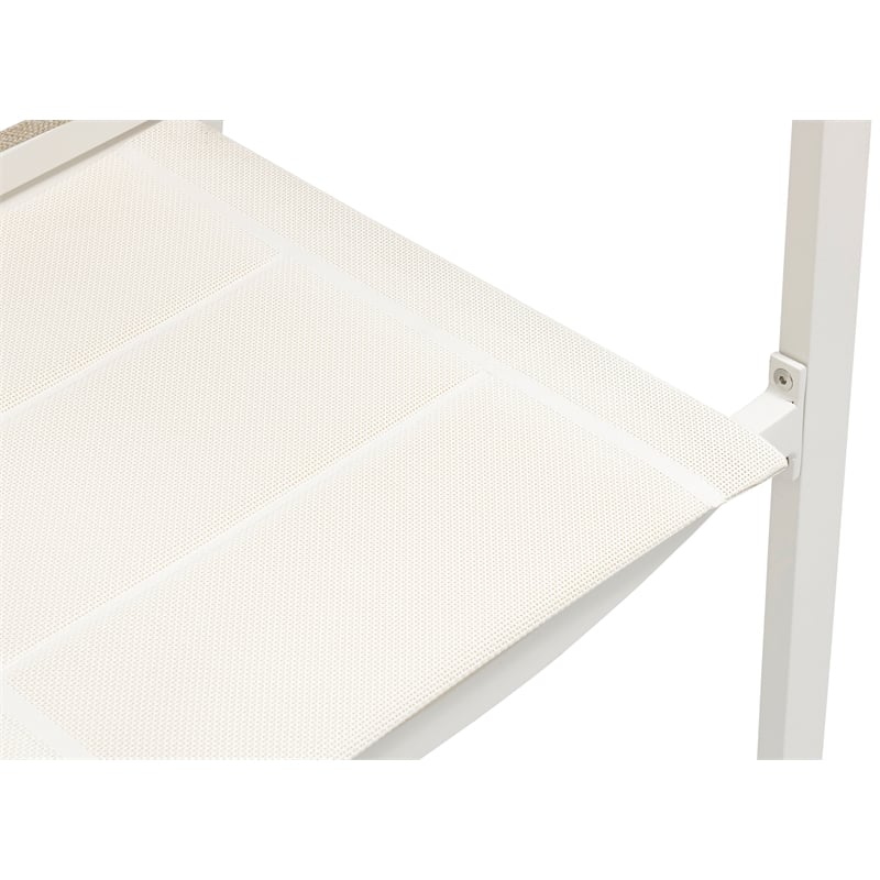 Maklaine Contemporary Cream Rope Fabric Outdoor Patio Dining Arm Chair