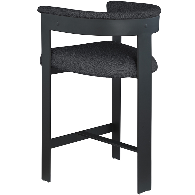 Maklaine Contemporary Black Boucle Fabric Counter Stool (Set of 2)