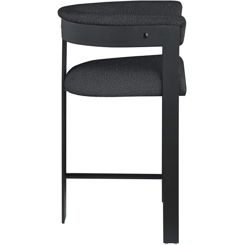 Maklaine Contemporary Black Boucle Fabric Counter Stool (Set of 2)
