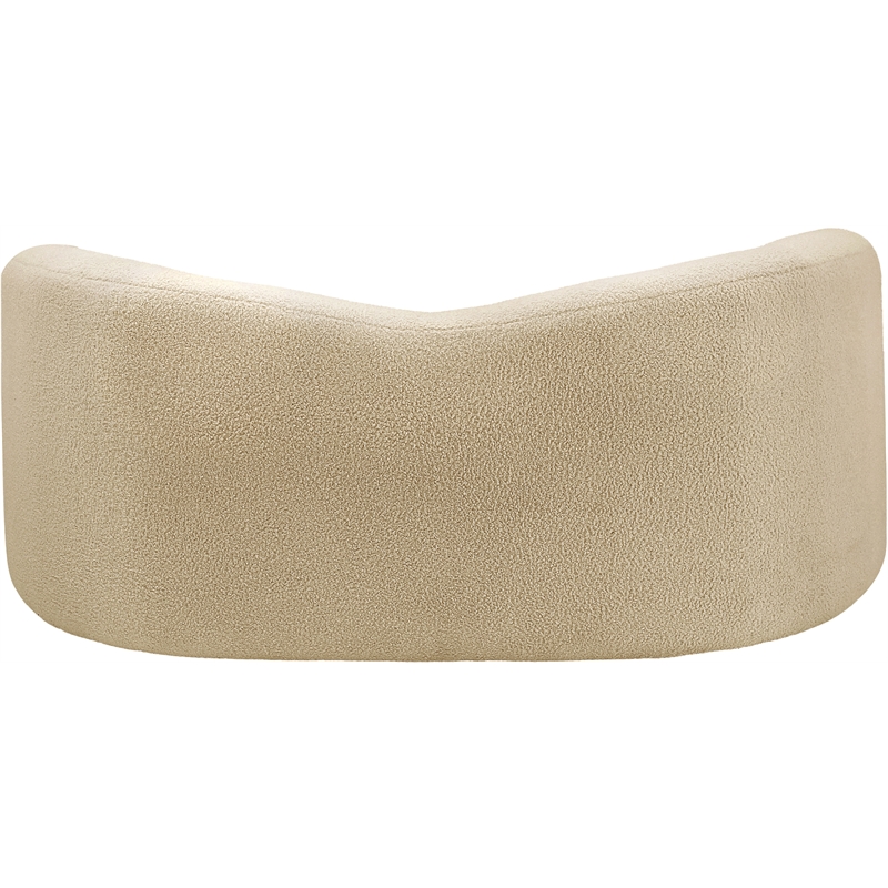 Maklaine Contemporary Beige Faux Shearling Teddy Fabric Loveseat