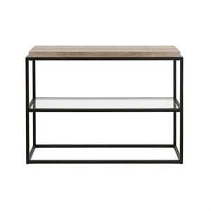 Maklaine Modern 42&quot Blackened Bronze Metal/Glass Console Table