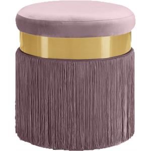 Maklaine Contemporary Upholstered Velvet Ottoman / Stool in Pink Finish