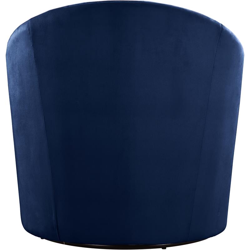 Maklaine Contemporary Upholstered Navy Velvet Swivel Accent Chair