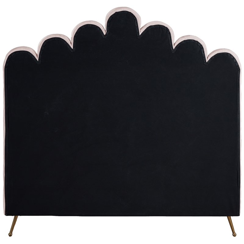 Maklaine Modern Solid Wood and Tufted Velvet Full Bed in Pink