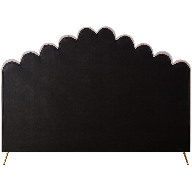 Maklaine Modern Solid Wood and Tufted Velvet King Bed in Pink