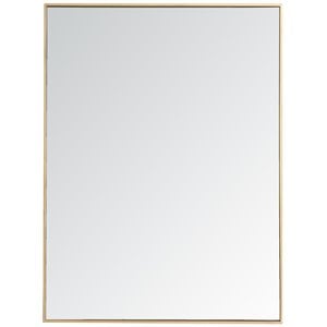 Maklaine 48&quot x 36&quot Contemporary Metal Frame Mirror in Brass Finish
