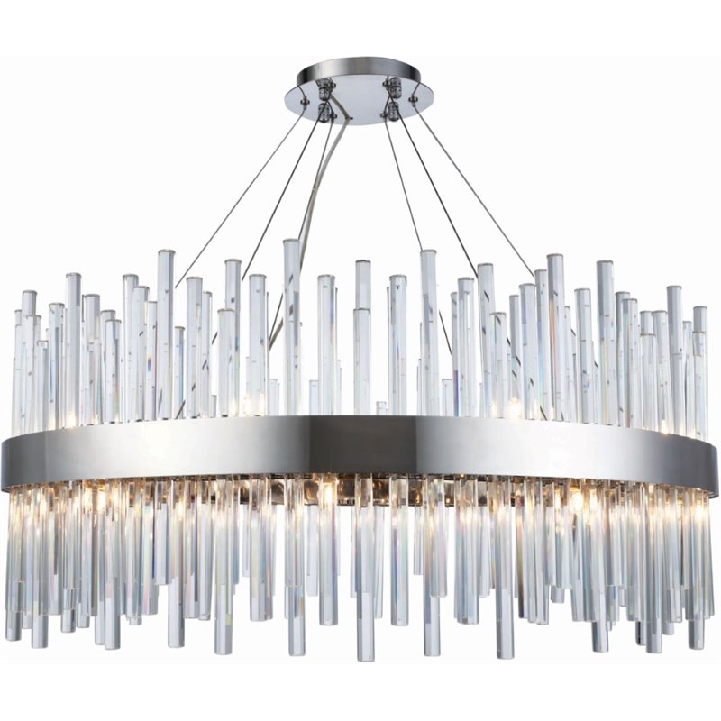Maklaine Modern 18 Light Royal Cut Crystal Chandelier in Chrome