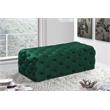 Maklaine Modern Button Tufted Green Velvet Ottoman and Bench