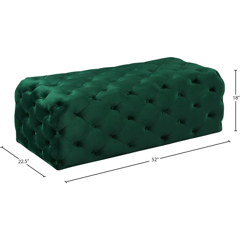 Maklaine Modern Button Tufted Green Velvet Ottoman and Bench