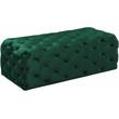 Maklaine Modern Button Tufted Green Velvet Ottoman and Bench