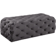 Maklaine Contemporary Button Tufted Gray Velvet Ottoman and Bench