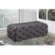 Maklaine Contemporary Button Tufted Gray Velvet Ottoman and Bench