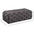 Maklaine Contemporary Button Tufted Gray Velvet Ottoman and Bench