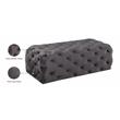 Maklaine Contemporary Button Tufted Gray Velvet Ottoman and Bench