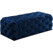 Maklaine Contemporary Button Tufted Navy Velvet Ottoman and Bench