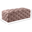 Maklaine Contemporary Button Tufted Pink Velvet Ottoman and Bench