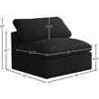 Maklaine Contemporary Standard Black Velvet Modular Armless Chair
