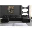 Maklaine Contemporary Standard Black Velvet Modular Sectional