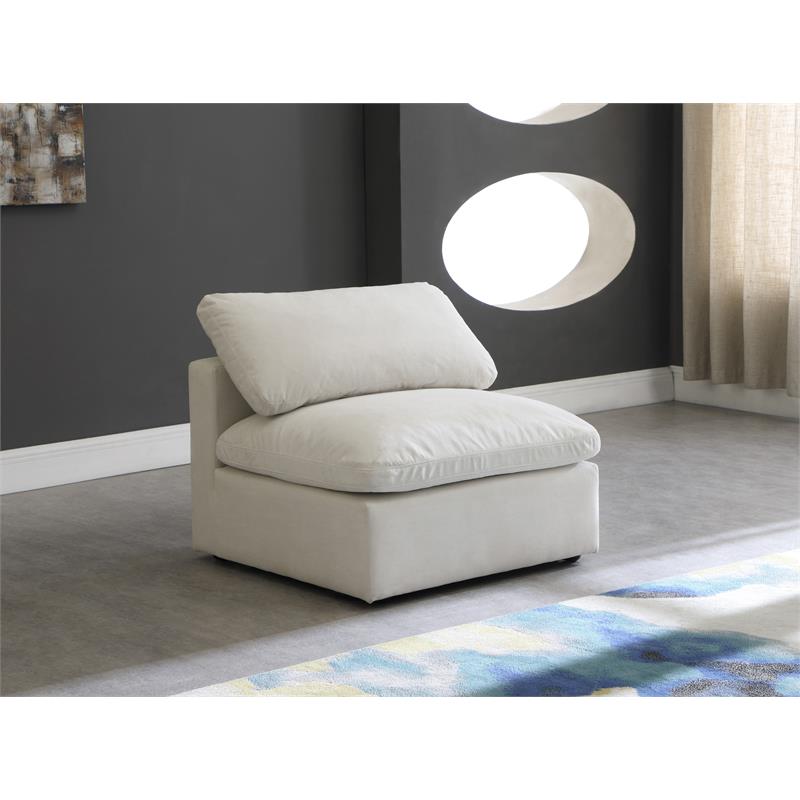 Maklaine Contemporary Standard Cream Velvet Modular Armless Chair