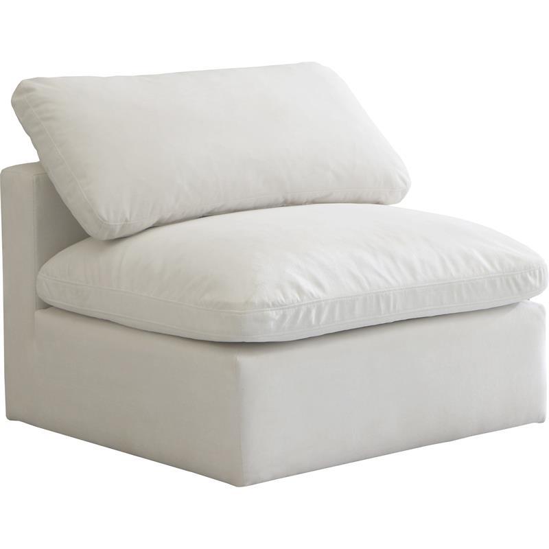 Maklaine Contemporary Standard Cream Velvet Modular Armless Chair