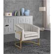 Maklaine Velvet Cream Accent Chair Rectangular Channel Tufted 30