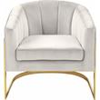 Maklaine Velvet Cream Accent Chair Rectangular Channel Tufted 30