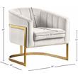 Maklaine Velvet Cream Accent Chair Rectangular Channel Tufted 30