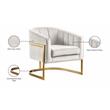Maklaine Velvet Cream Accent Chair Rectangular Channel Tufted 30